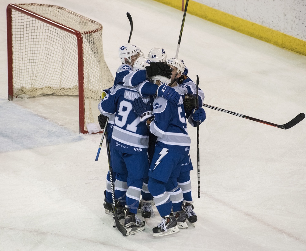 Air Force, Army hockey game face-off