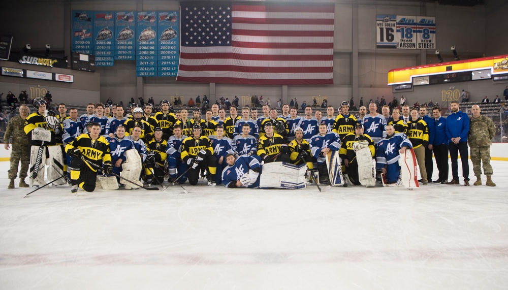 Air Force, Army hockey game face-off