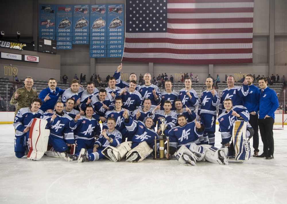 Air Force, Army hockey game face-off