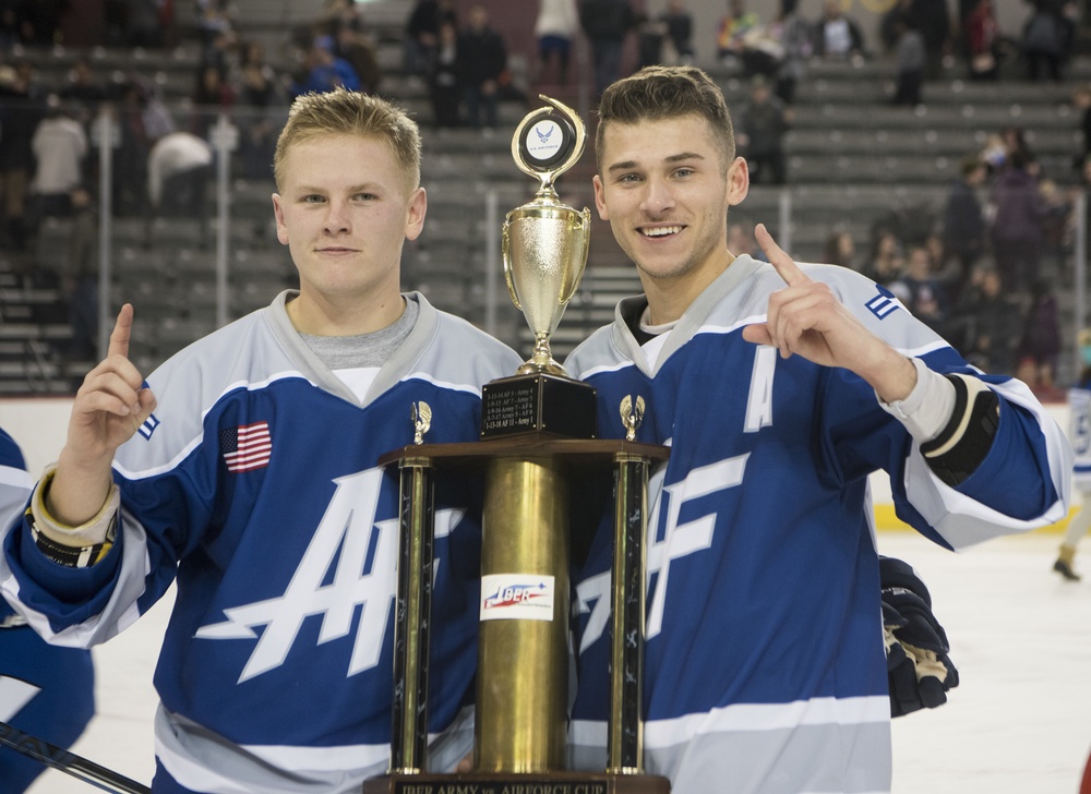 Air Force, Army hockey game face-off