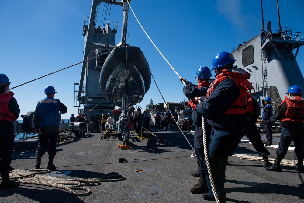 USS Harpers Ferry Conducts Boat Operations