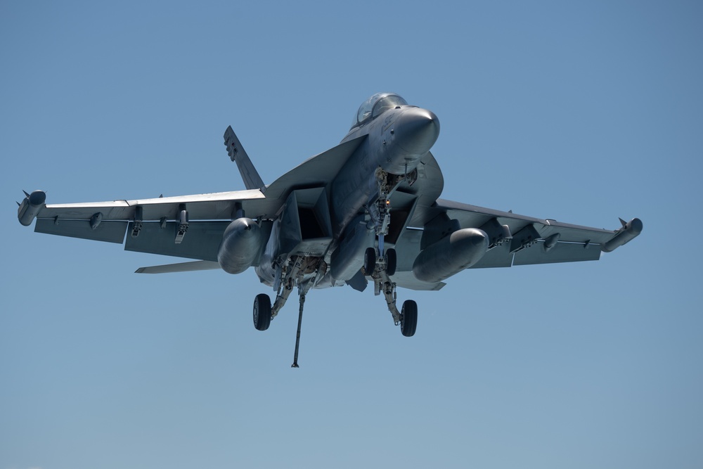 The aircraft carrier USS John C. Stennis (CVN 74) conducts flight operations