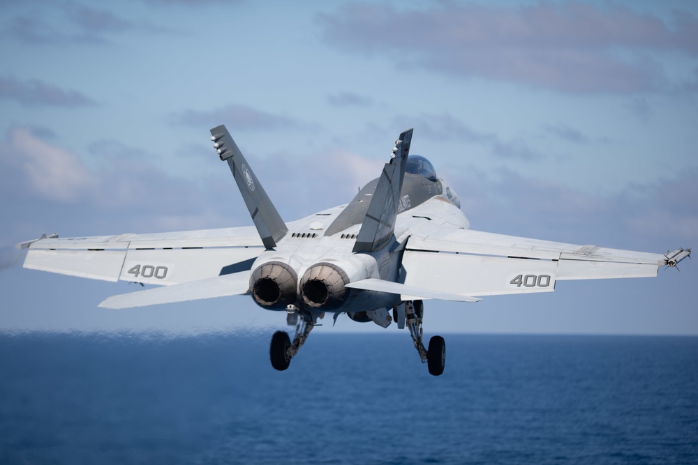 The aircraft carrier USS John C. Stennis (CVN 74) conducts flight operations