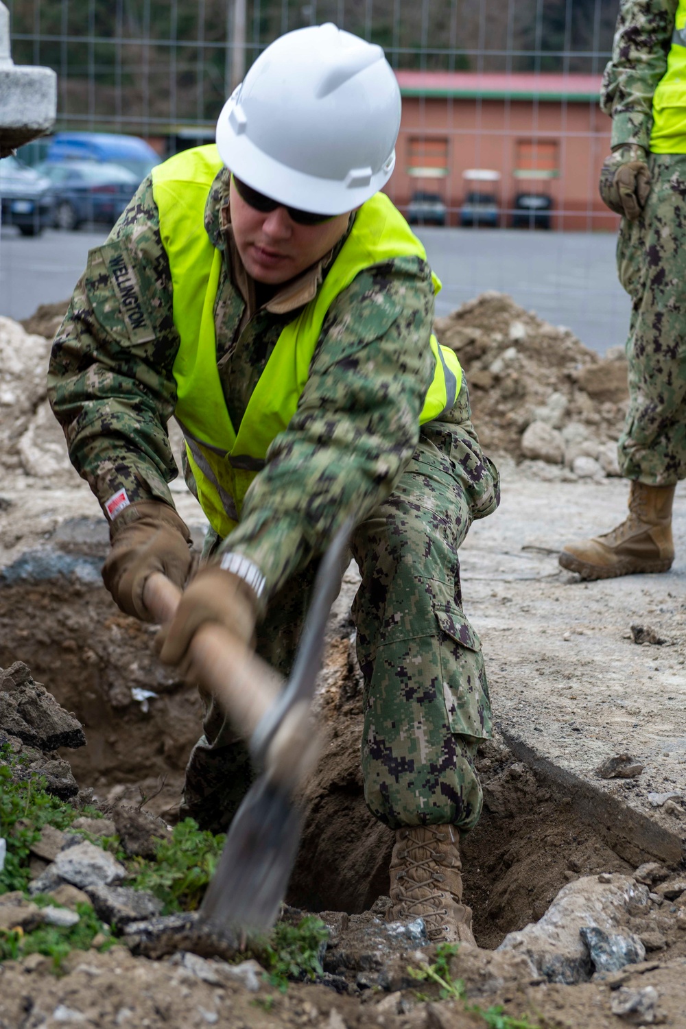 NSA Naples Public Works Department Installs Water Drainage Line At Carney Park