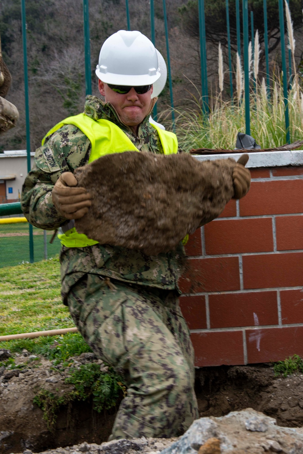 NSA Naples Public Works Department Installs Water Drainage Line At Carney Park