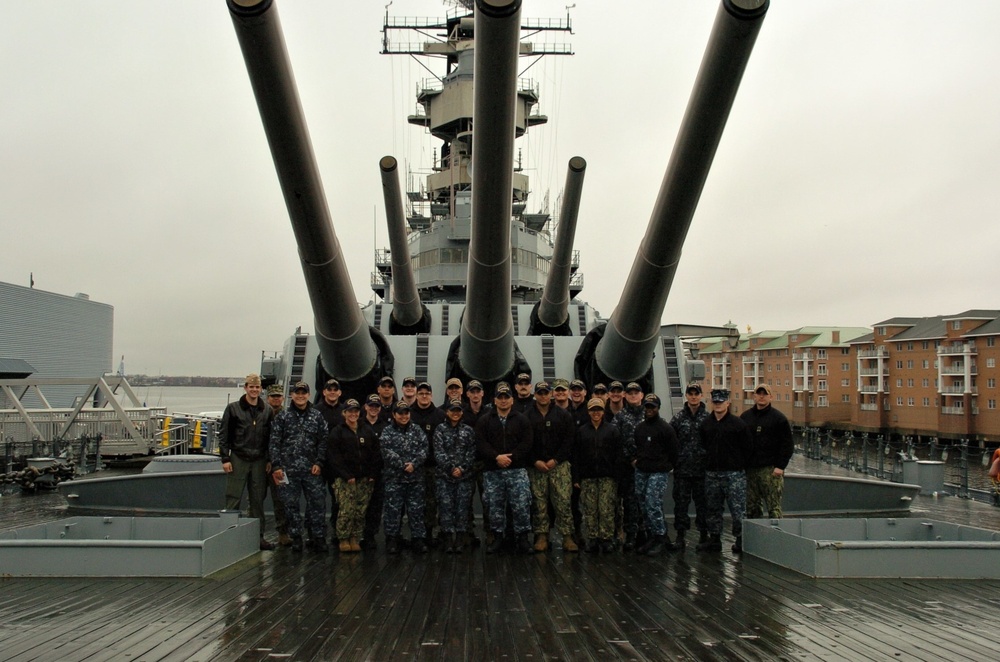 Sailors tour decommissioned battleship