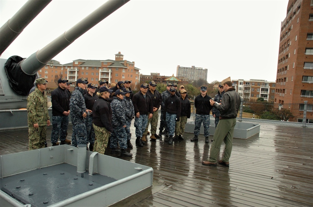 Sailors tour decommissioned battleship