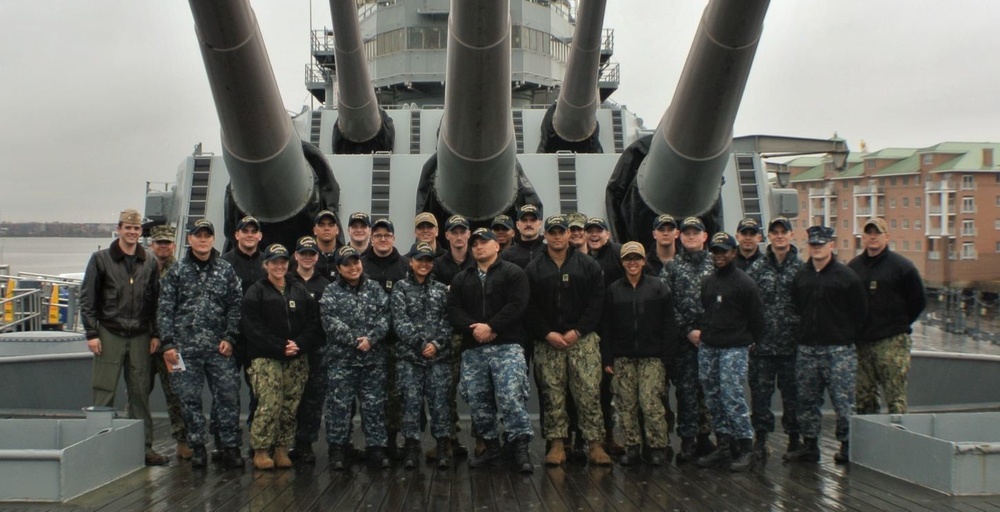 Sailors tour decommissioned battleship