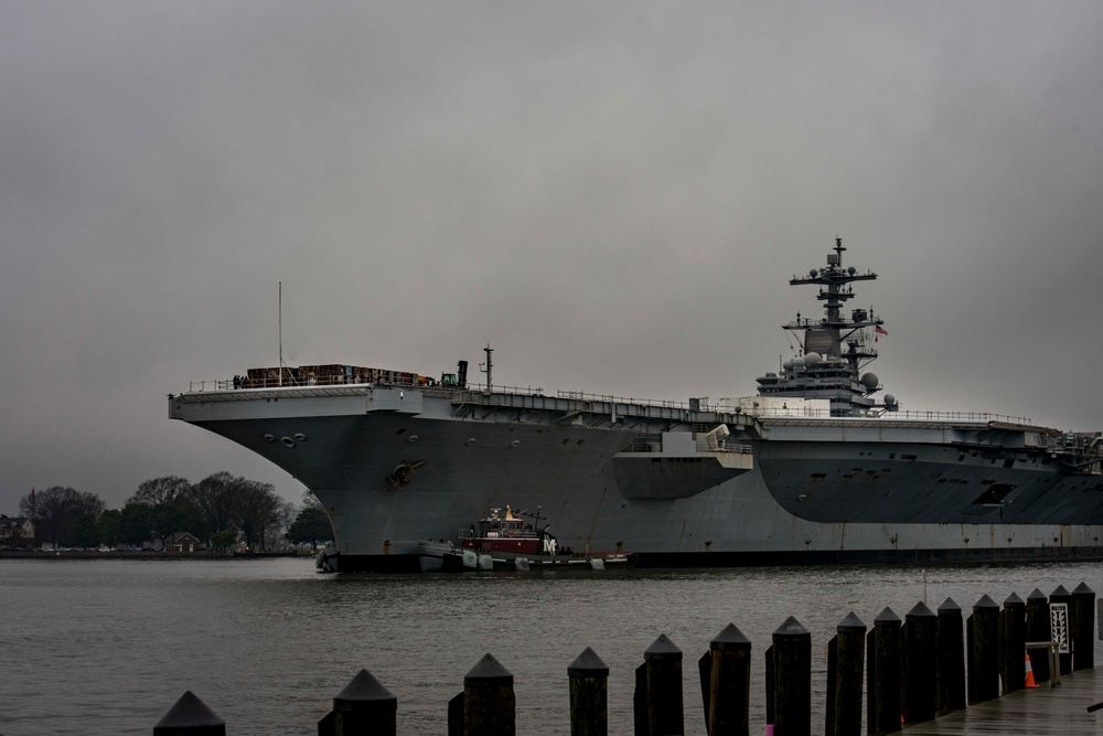 CVN 77 Transits Elizabeth River To NNSY