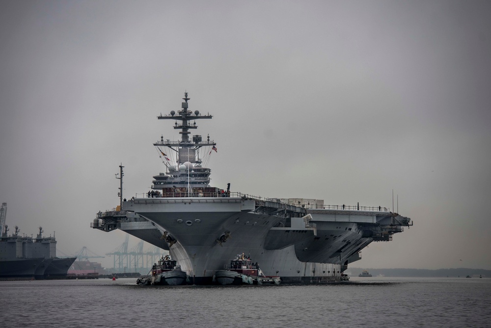 CVN 77 Transits Elizabeth River To NNSY