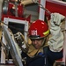 USS Blue Ridge Flying Squad conducts a damage control drill.