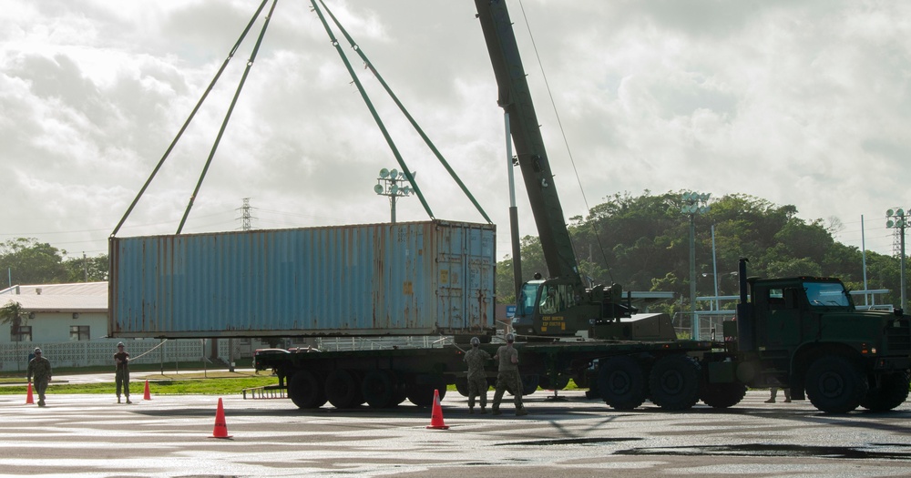 Seabee Crane Crew Moves 40-Foot Containers