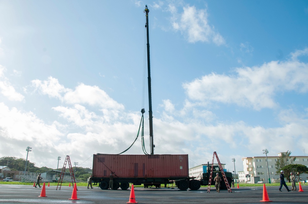 Seabee Crane Crew Moves 40-Foot Containers