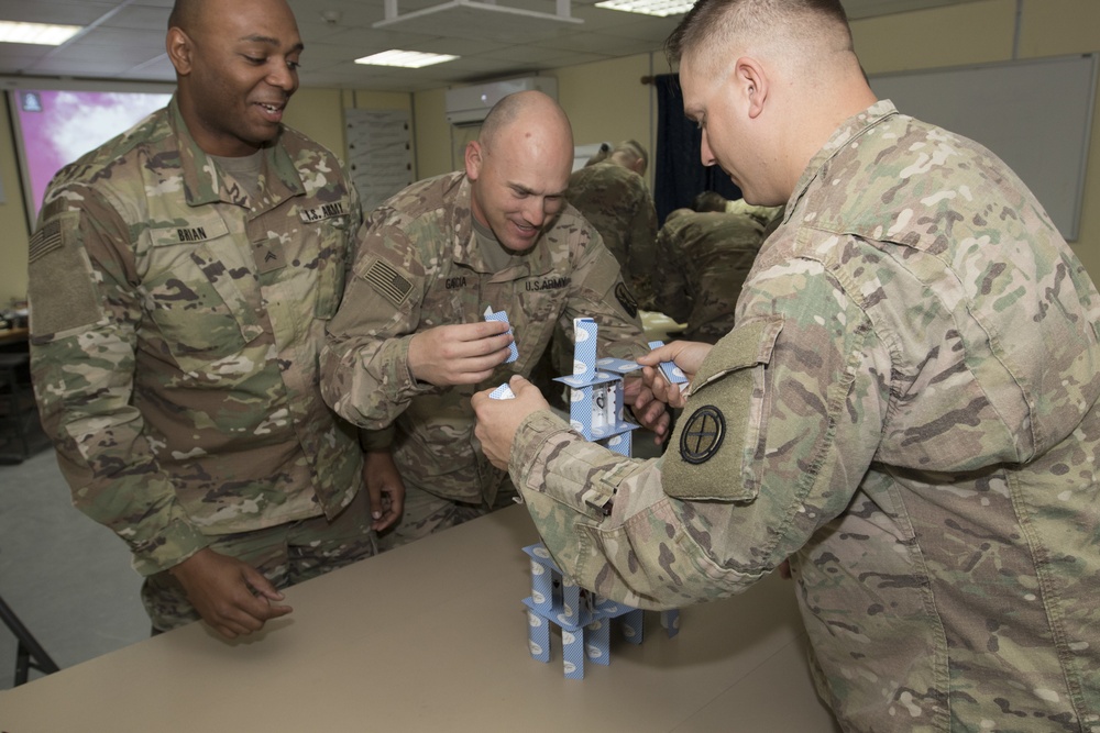Soldiers Participate in a Group Activity at BLC