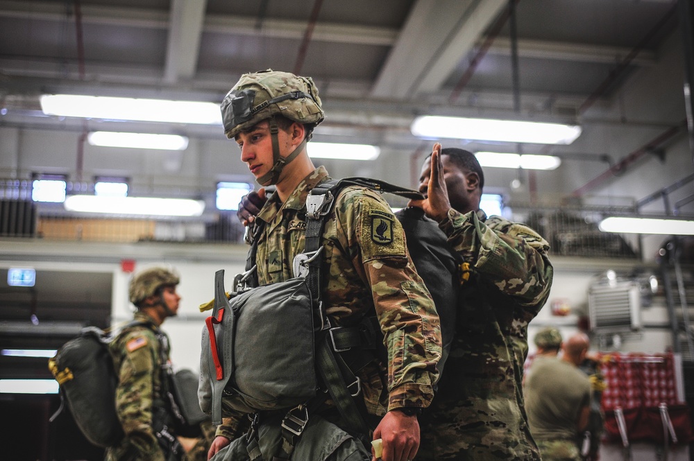 Paratrooper inspected during refresher