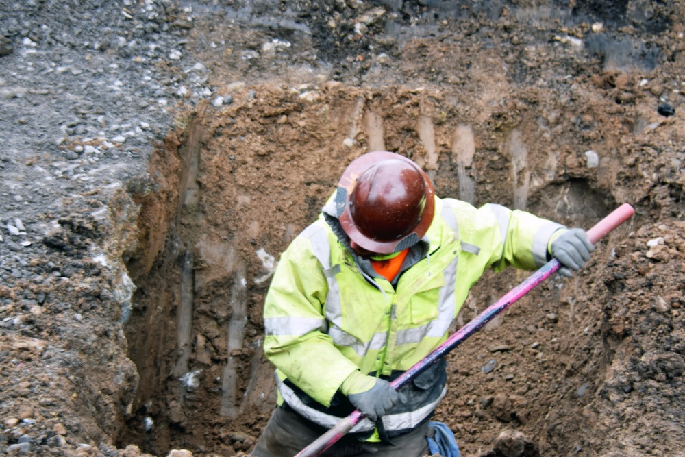 Clearing soil at the Canandaigua VA Medical Center