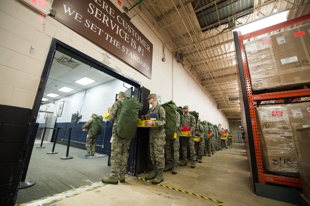 From truck to trainee; 502d LRS clothing issue