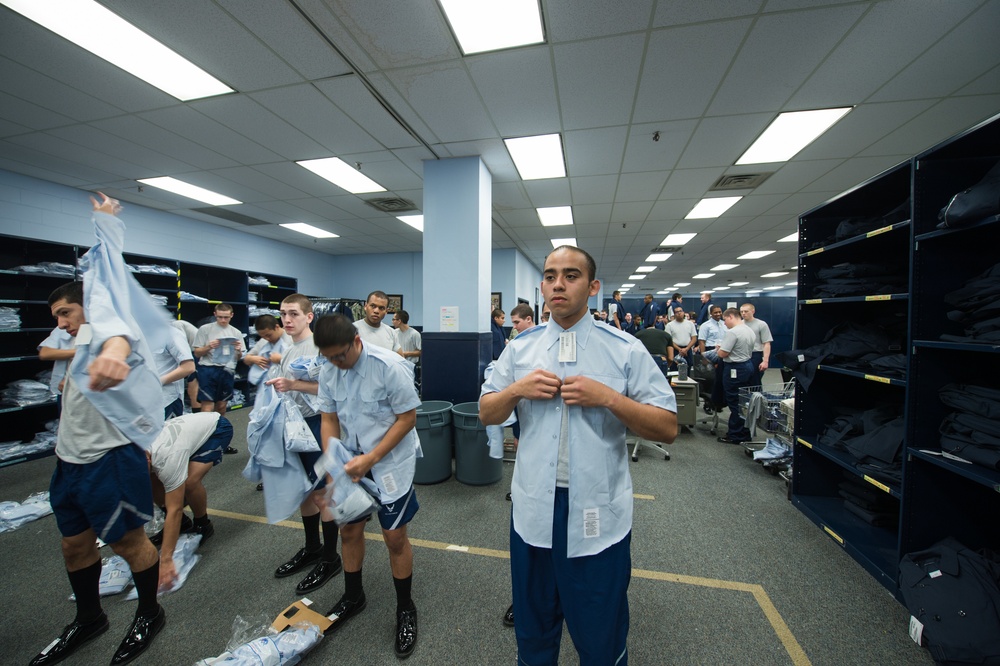 From truck to trainee; 502d LRS clothing issue