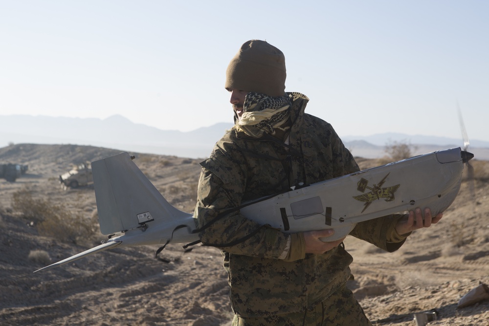 Marines display the RQ-20B Puma to Japanese Ground Self Defense Force soldiers