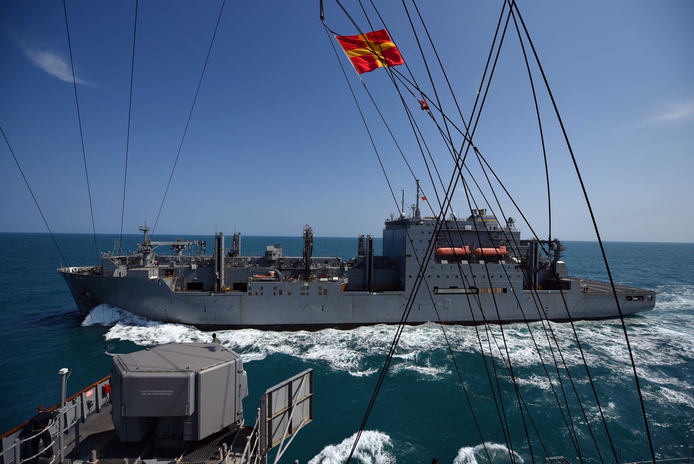 USS Blue Ridge conducts replenishment at sea