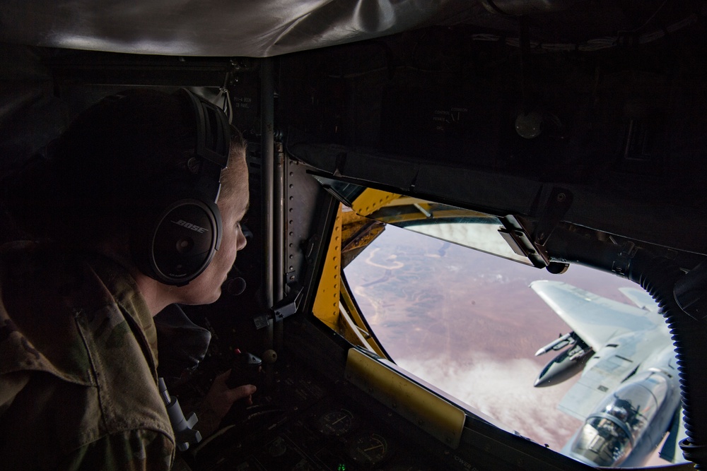 F-15C Eagles fly in support of CJTF-OIR