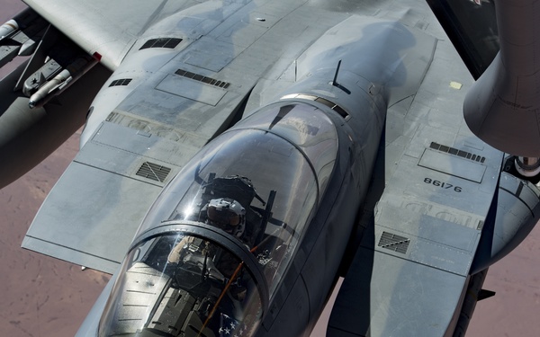 F-15C Eagles fly in support of CJTF-OIR