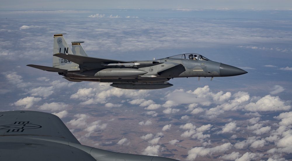 F-15C Eagles fly in support of CJTF-OIR