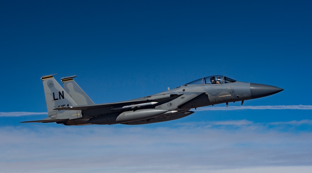 F-15C Eagles fly in support of CJTF-OIR