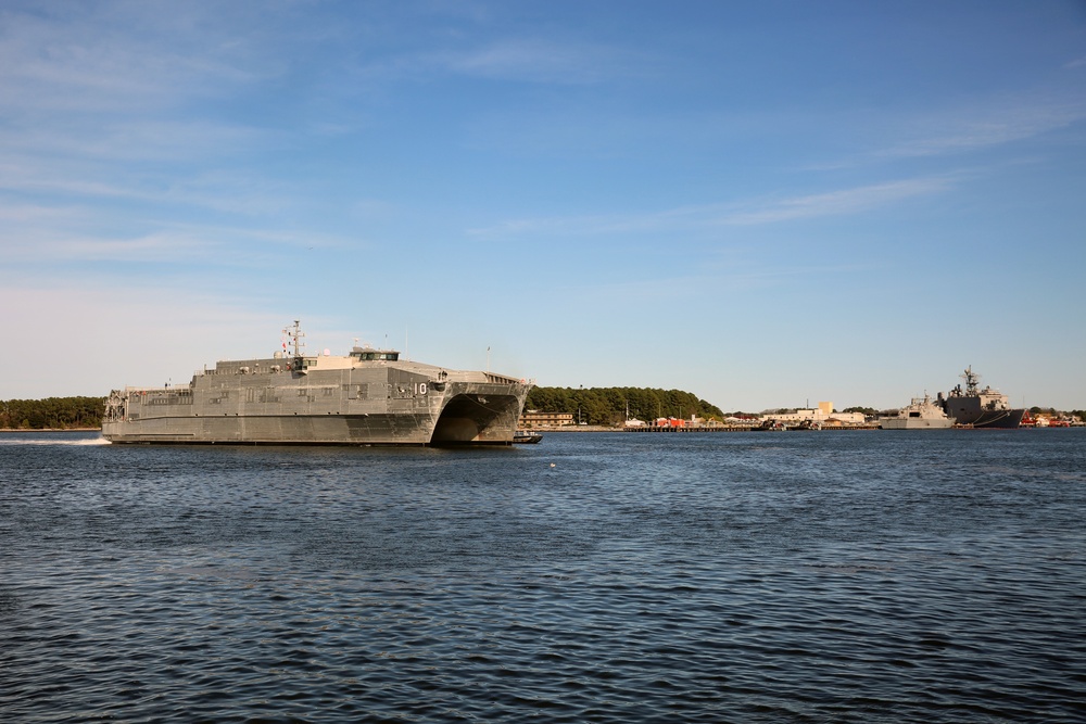 USNS Burlington (T-EPF 10) pulls into Joint Expeditionary Base Little Creek-Fort Story