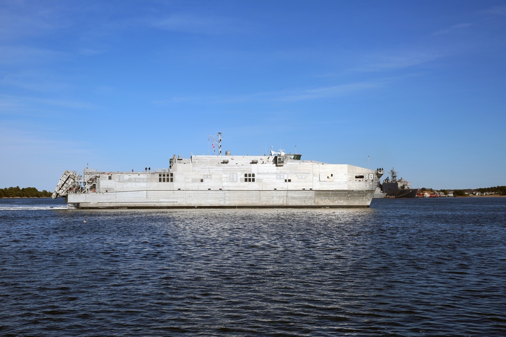 USNS Burlington (T-EPF 10) pulls into Joint Expeditionary Base Little Creek-Fort Story