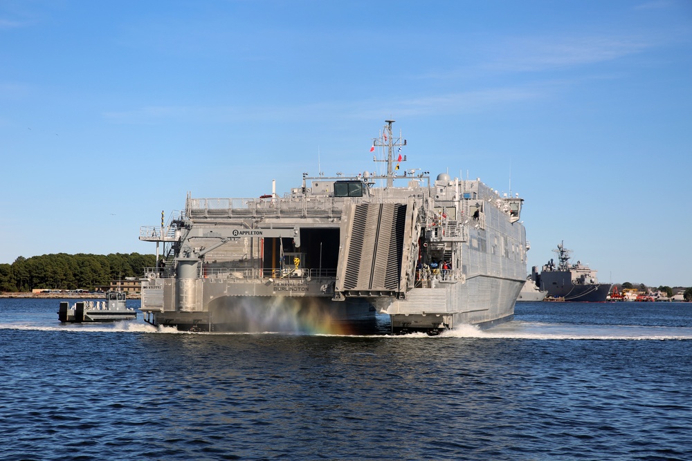 USNS Burlington (T-EPF 10) pulls into Joint Expeditionary Base Little Creek-Fort Story