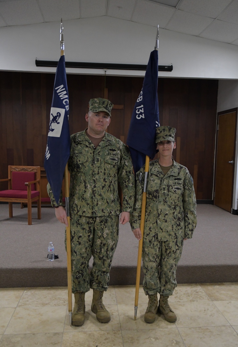 Naval Mobile Construction Battalion (NMCB) 133 conducts a a change of charge ceremony