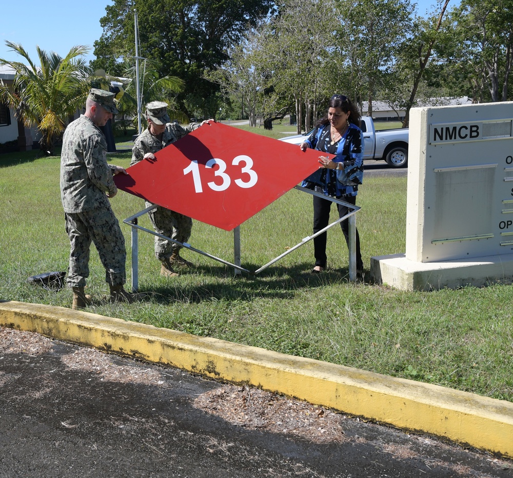 Naval Mobile Construction Battalion (NMCB) 133 conducts a change of charge ceremony