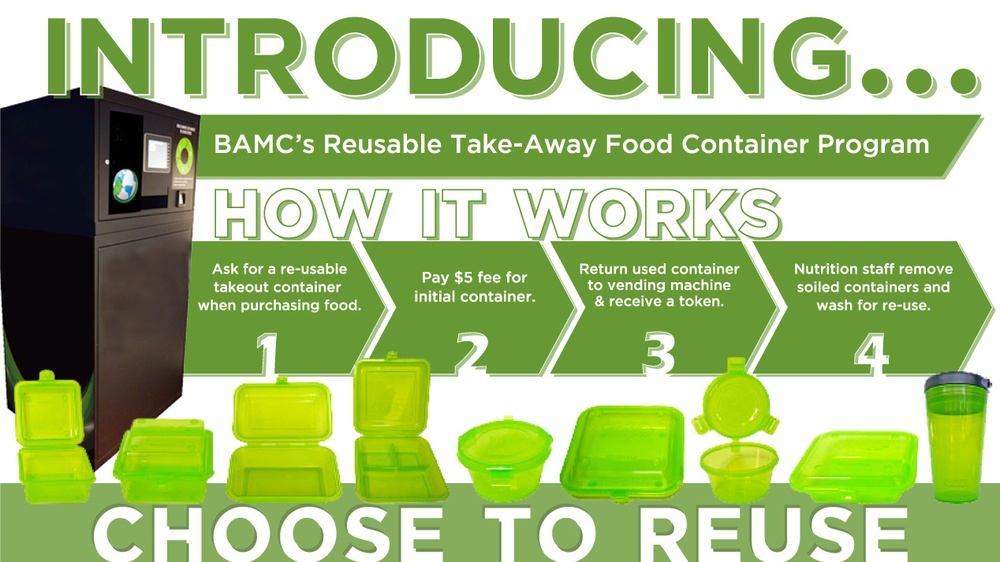 New reusable container option available in dining areas