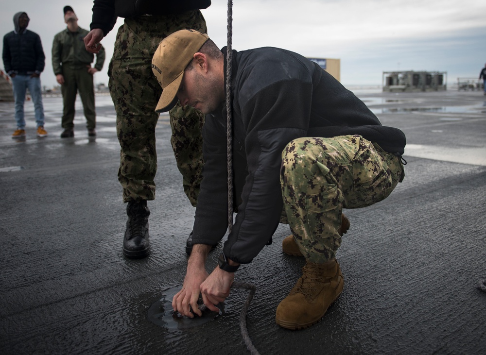 Sailors Present Ship In Full Dress