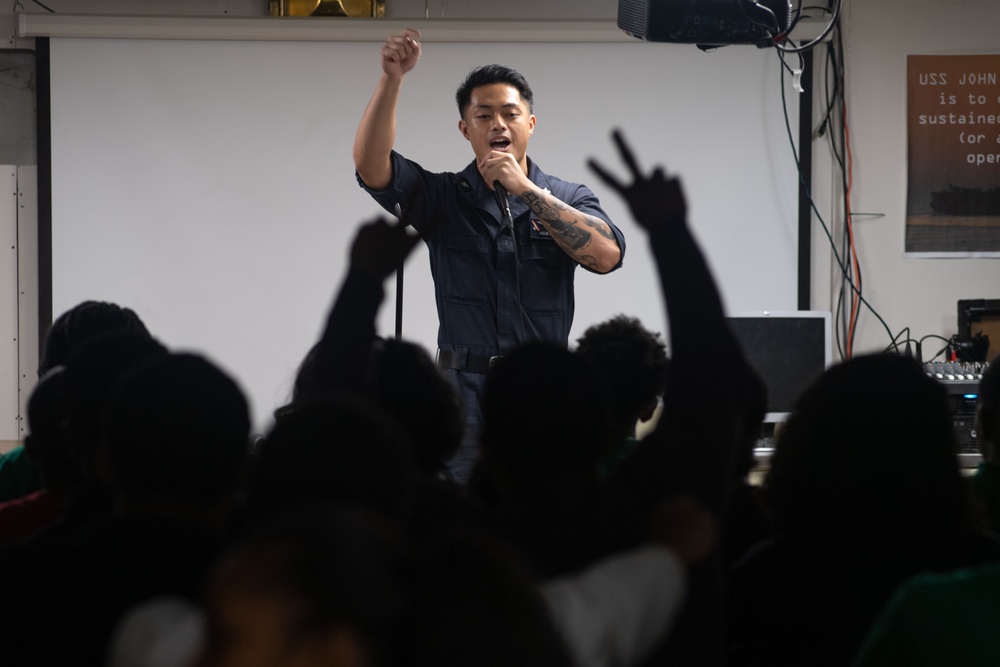U.S. Sailor performs at a command event