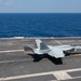 An F/A-18E Super Hornet lands on the flight deck