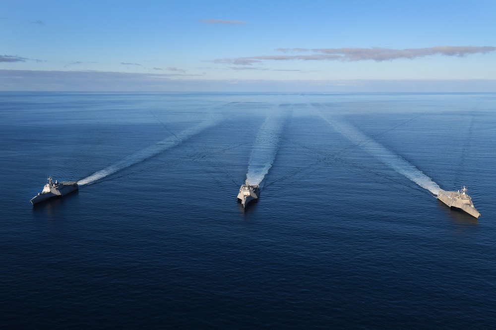 USS Independence (LCS 2), USS Manchester (LCS 14) and USS Tulsa (LCS 16)