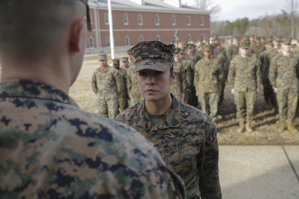 Gunnery Sergeant Sara Pacheco Frocking to First Sergeant