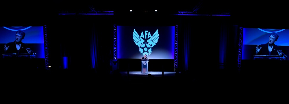 Secretary of the AIr Force gives remarks during AFA
