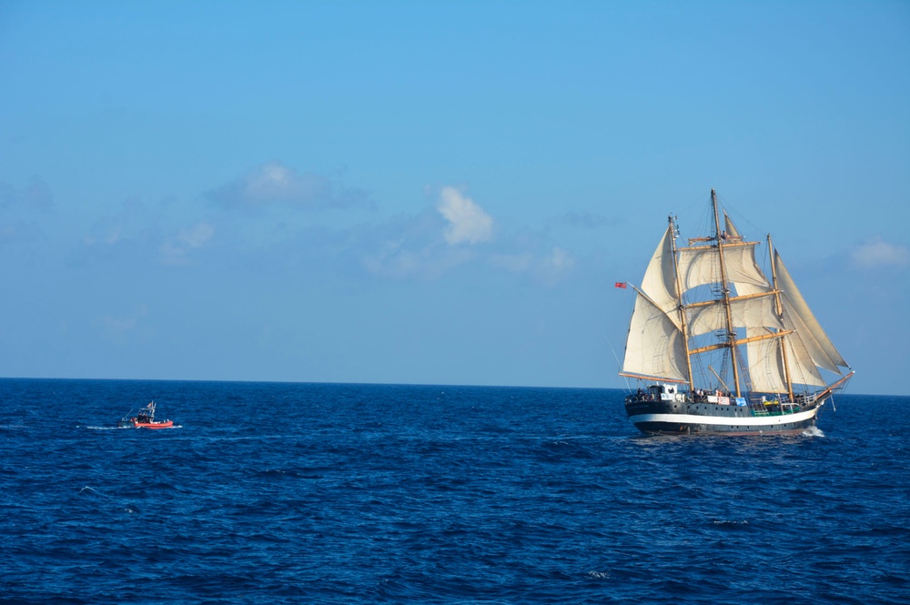 Coast Guard assists disabled 149-foot sail vessel 49 miles northeast of Santa Lucia, Cuba.