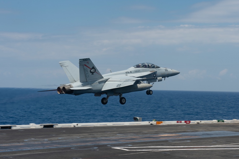 An F/A-18F Super Hornet launches fromthe flight deck