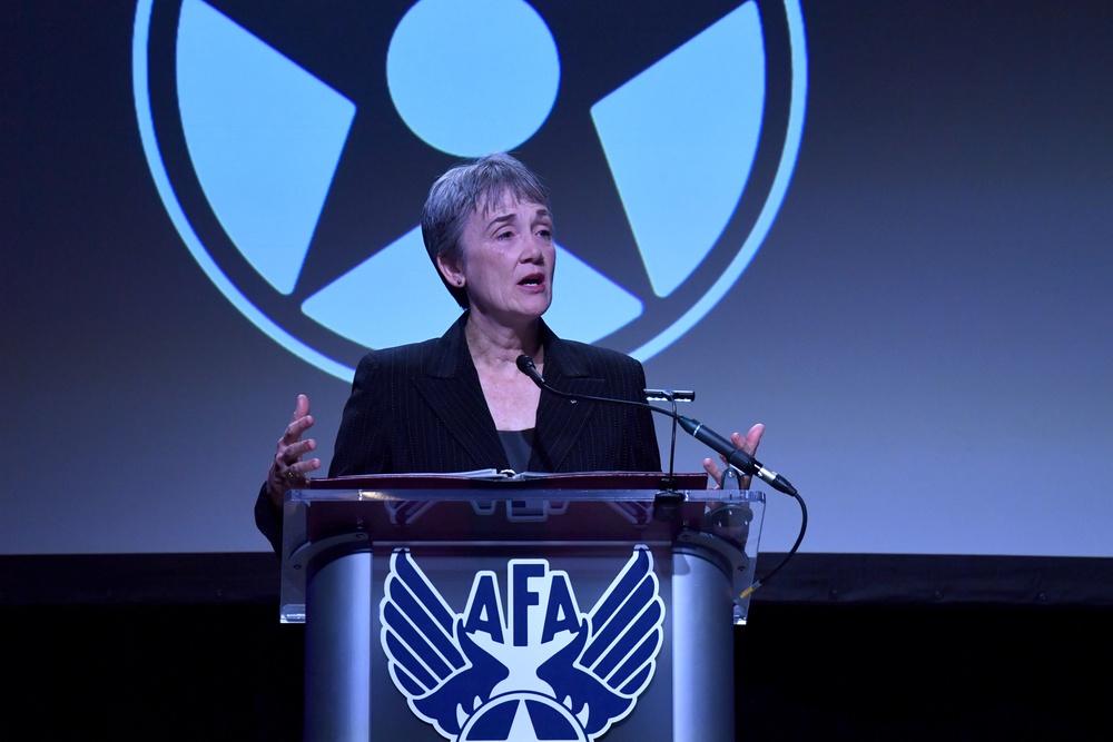 Secretary of the Air Force gives remarks during AFA