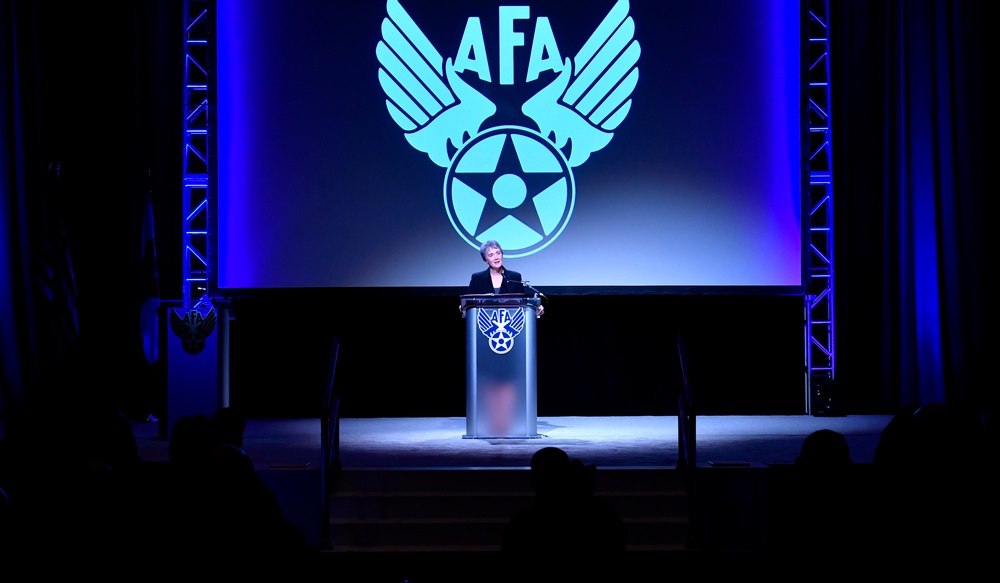 Secretary of the Air Force gives remarks during AFA