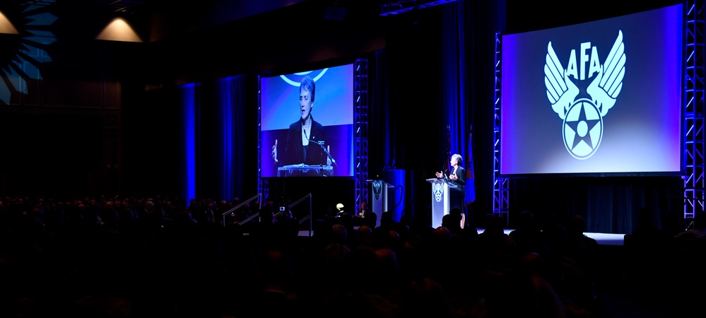 Secretary of the Air Force gives remarks during AFA