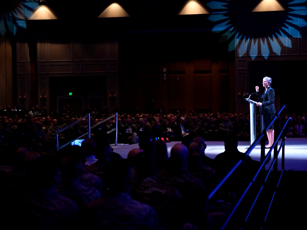 Secretary of the Air Force gives remarks during AFA