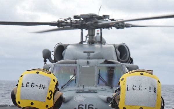 USS Blue Ridge Sailors participate in VERTREP