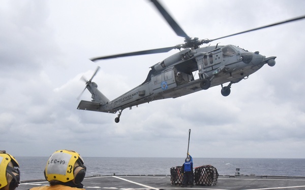 USS Blue Ridge Sailors participate in VERTREP
