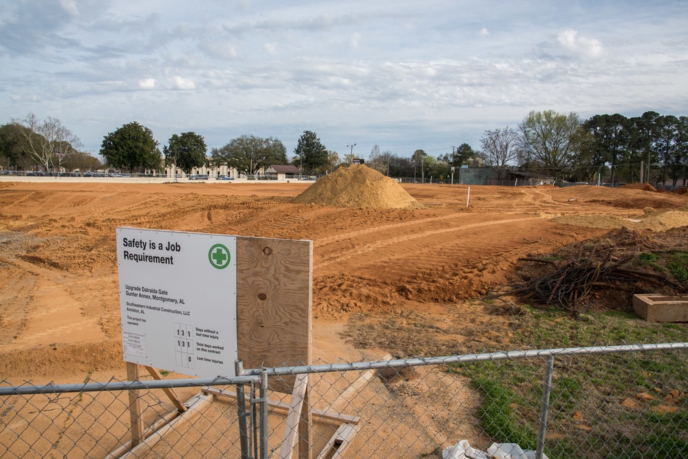 Construction at Dalraida Gate on Gunter Annex