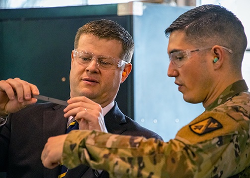 Under Secretary of the Army visits aviation mechanic AIT